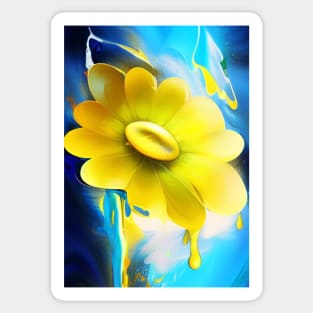 BEAUTIFUL YELLOW FLOWERS BLUE BACKGROUND Sticker